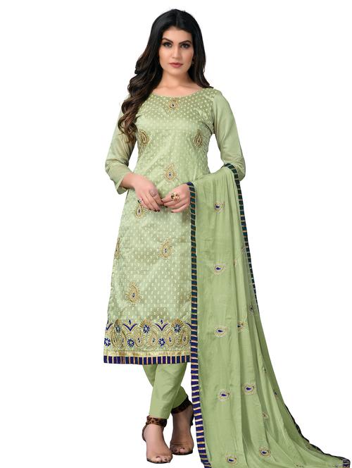 embroidered straight pant unstitched suit set - 18301035 - Very Small Image - 1