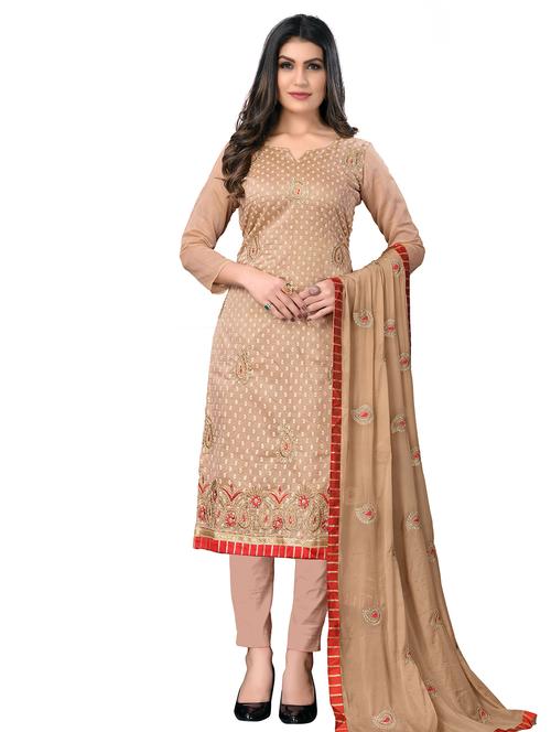 embroidered straight pant unstitched suit set - 18301047 - Very Small Image - 1