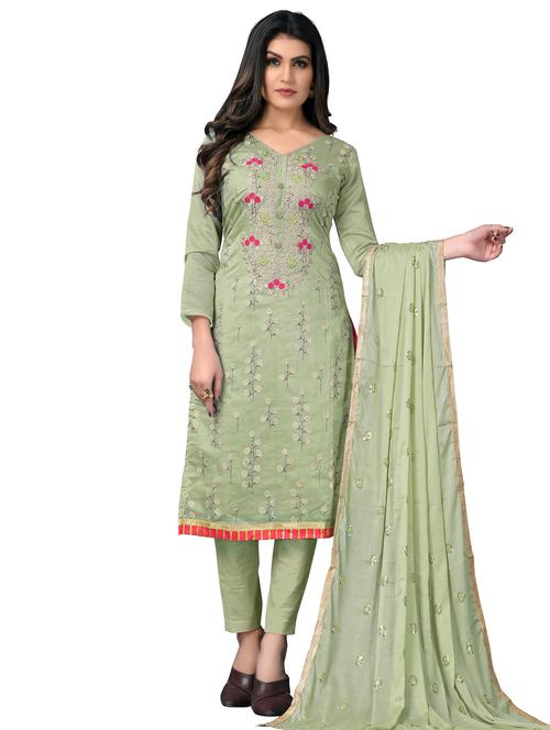 embroidered straight pant unstitched suit set - 18301070 - Very Small Image - 1