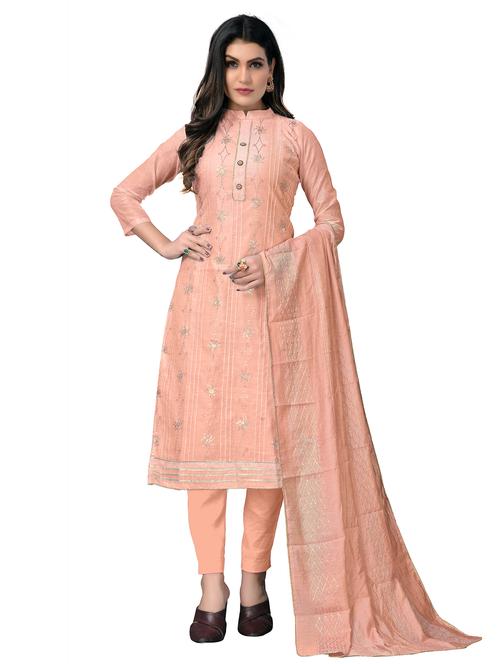 sequin straight pant unstitched suit set - 18301075 - Very Small Image - 1