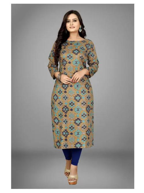 ladies cotton printed kurti brown color - 18301669 - Very Small Image - 1