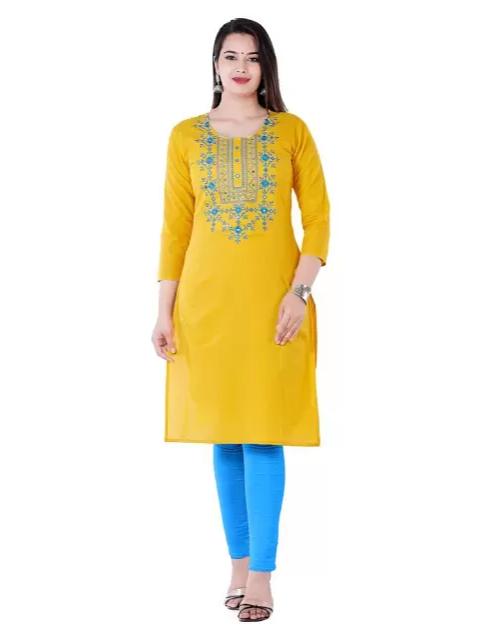 ladies cotton printed kurti yellow color - 18301670 - Very Small Image - 1