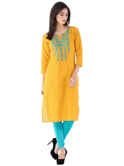 ladies cotton printed kurti yellow color - 18301671 - Very Small Image - 1