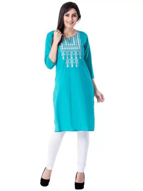 ladies cotton printed kurti sky blue - 18301672 - Very Small Image - 1