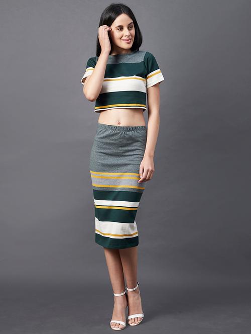 striped crop top with skirt set - 18301754 - Very Small Image - 1