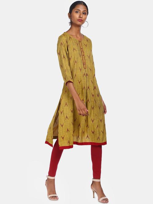 yellow printed straight kurta - 18301991 - Very Small Image - 1