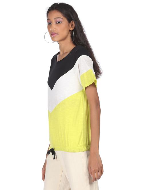 multi colored colored block round neck t-shirt - 18302027 - Very Small Image - 1