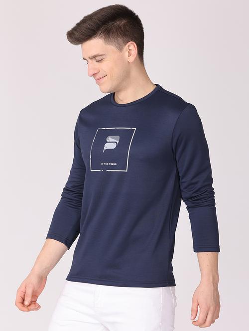 navy blue chest-printed t-shirt - 18302521 - Very Small Image - 1