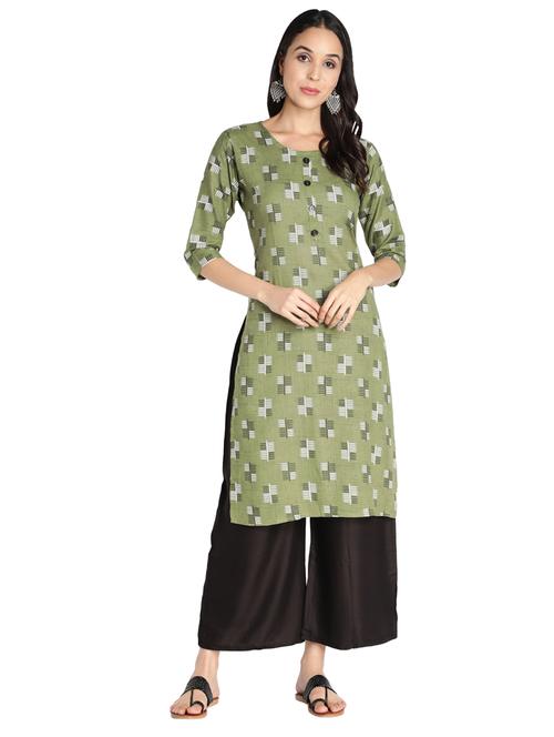 olive rayon kurta palazzo set - 18302537 - Very Small Image - 1