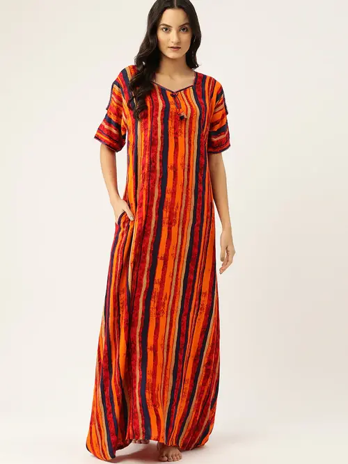 ladies cotton printed nighties multi color - 18303021 - Very Small Image - 1