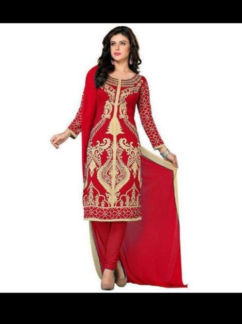 ladies cotton printed suit red color - 18303031 - Very Small Image - 1