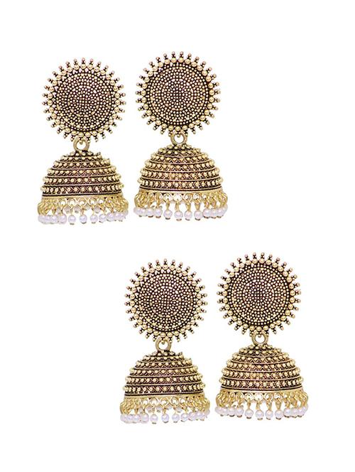 gold brass jhumka earring - 18303217 - Very Small Image - 1
