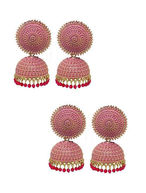 gold brass jhumka earring - 18303221 - Very Small Image - 1