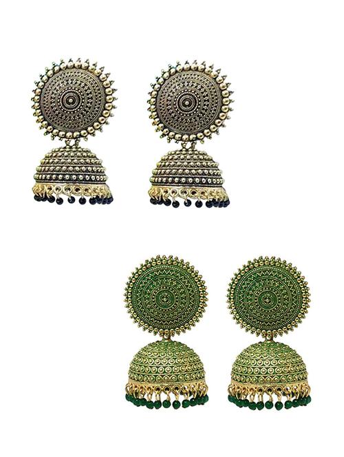 set of 2 multi colored jhumka earring - 18303227 - Very Small Image - 1
