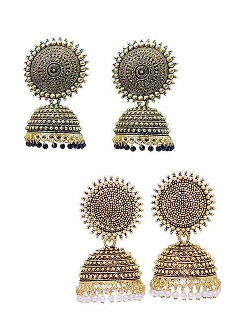 set of 2 multi colored jhumka earring - 18303228 - Very Small Image - 1