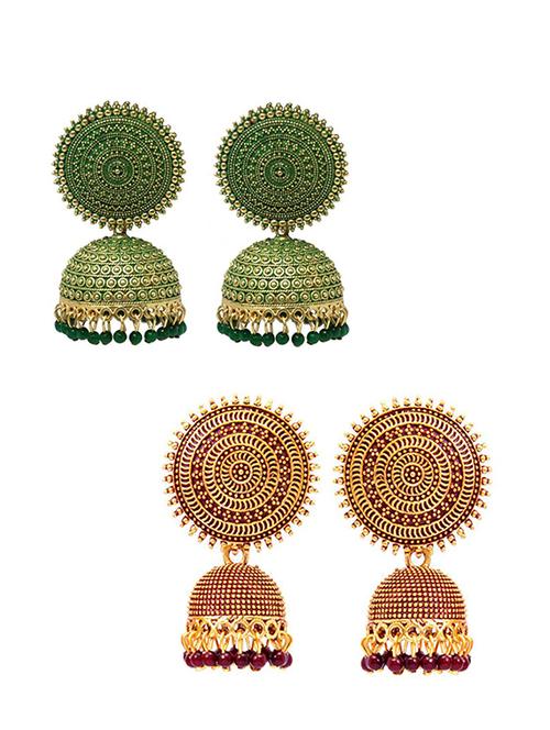 gold brass jhumka earring - 18303240 - Very Small Image - 1