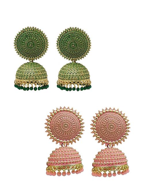 gold brass jhumka earring - 18303241 - Very Small Image - 1