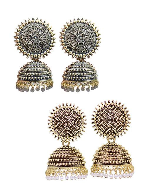 gold brass jhumka earring - 18303248 - Very Small Image - 1