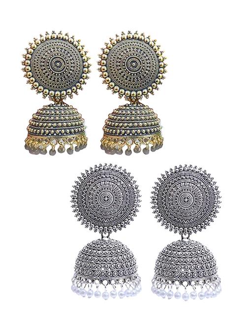 gold brass jhumka earring - 18303262 - Very Small Image - 1
