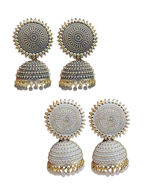 gold brass jhumka earring - 18303263 - Very Small Image - 1