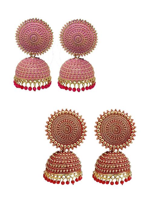 gold brass jhumka earring - 18303278 - Very Small Image - 1