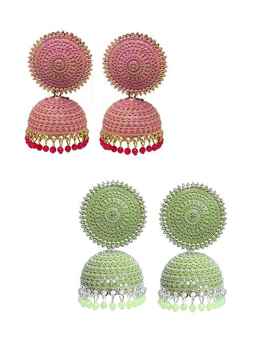 gold brass jhumka earring - 18303279 - Very Small Image - 1