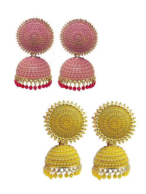 gold brass jhumka earring - 18303282 - Very Small Image - 1