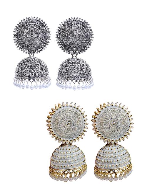 gold brass jhumka earring - 18303290 - Very Small Image - 1