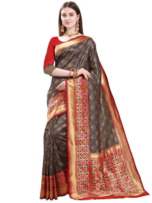 self design woven saree with blouse - 18303534 - Very Small Image - 1