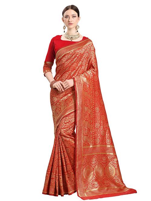 jacquard work woven saree with blouse - 18303541 - Very Small Image - 1