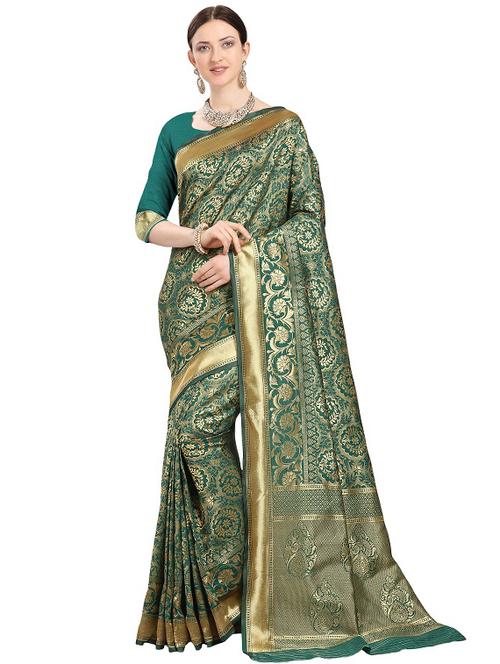 jacquard work woven saree with blouse - 18303544 - Very Small Image - 1
