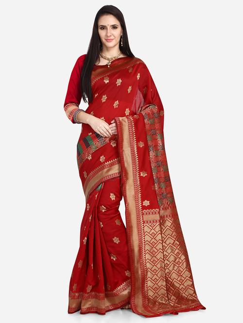 jacquard work woven saree with blouse - 18303547 - Very Small Image - 1