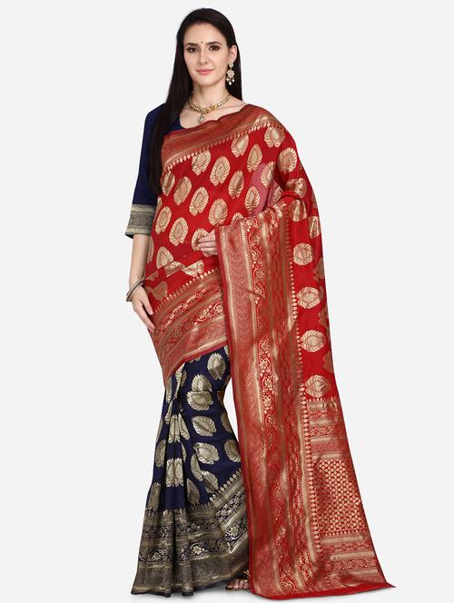 jacquard work woven saree with blouse - 18303552 - Very Small Image - 1