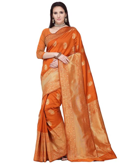 self design woven saree with blouse - 18303559 - Very Small Image - 1