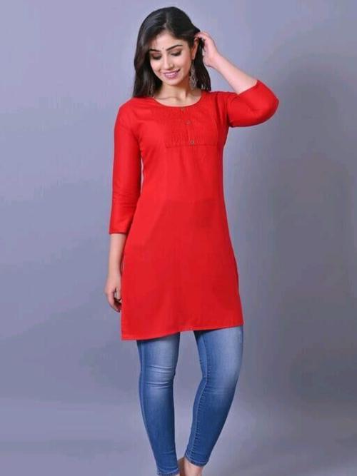 ladies cotton kurti red color - 18303851 - Very Small Image - 1