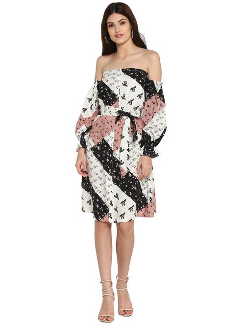 off shoulder floral a-line dress - 18304258 - Very Small Image - 1