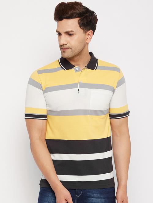 yellow striped polo t-shirt - 18305690 - Very Small Image - 1