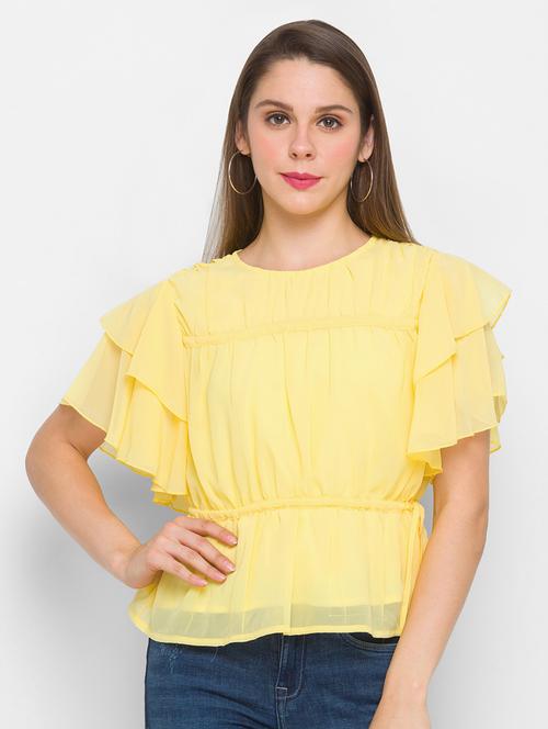 women's peplum round neck top - 18305751 - Very Small Image - 1