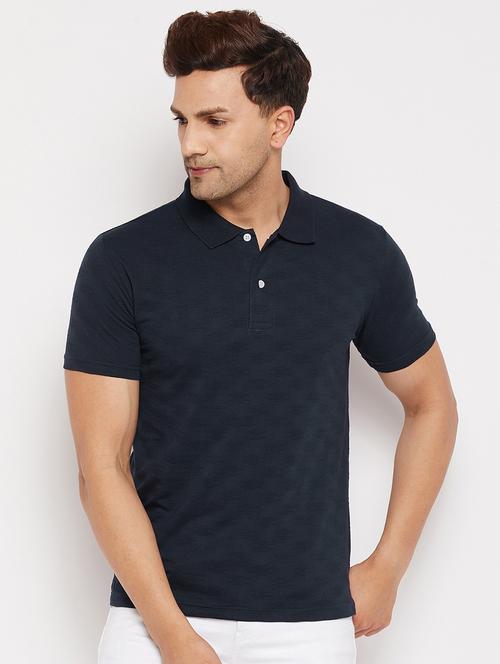 navy blue self-designed polo t-shirt - 18305762 - Very Small Image - 1