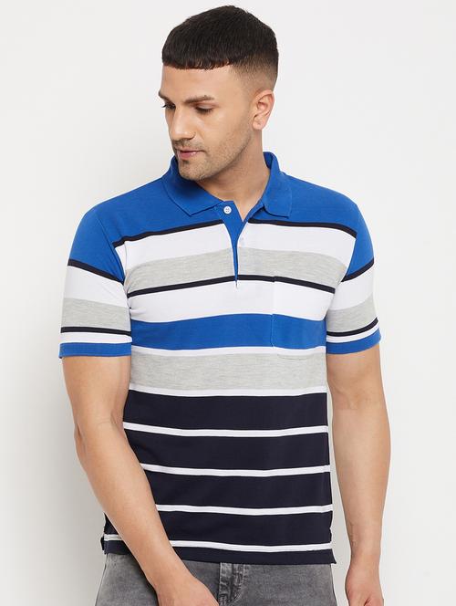 navy-blue striped polo t-shirt - 18305774 - Very Small Image - 1