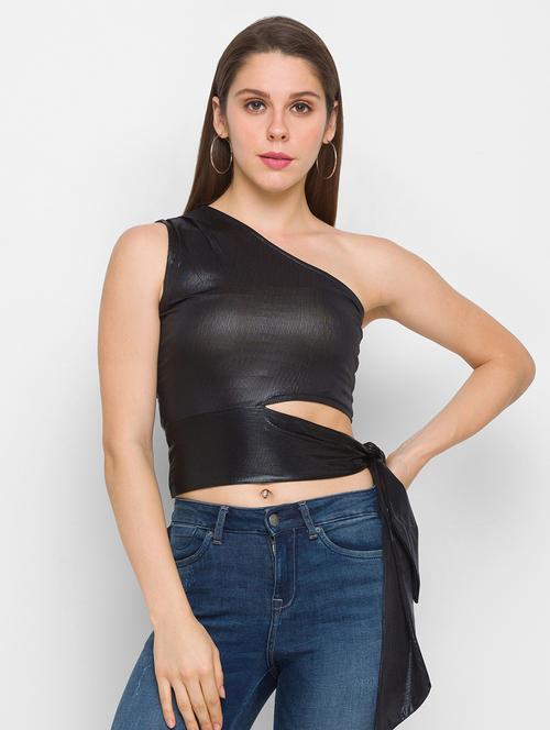 women's crop single shoulder top - 18305780 - Very Small Image - 1