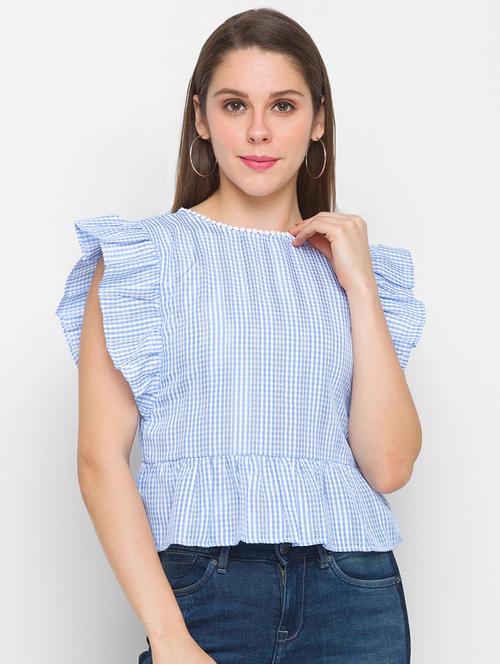 women's peplum round neck top - 18305784 - Very Small Image - 1
