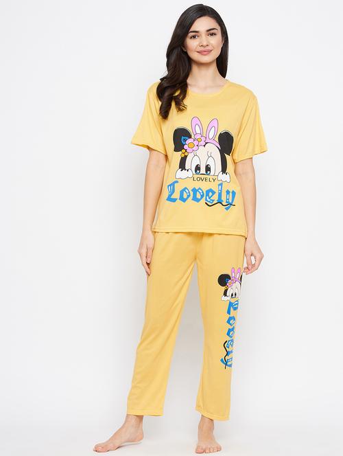 round neck printed nightwear pajama set - 18305827 - Very Small Image - 1