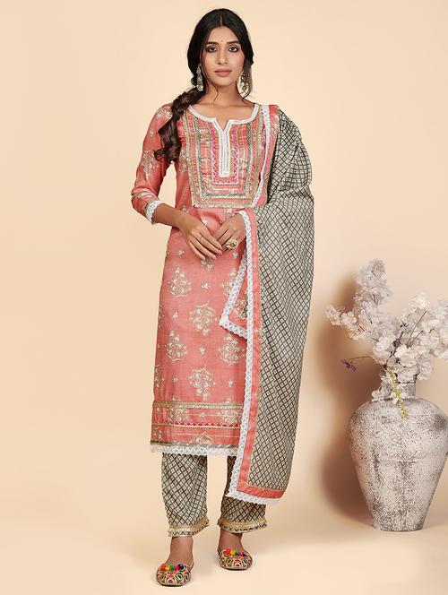 pink rayon suit set - 18306139 - Very Small Image - 1