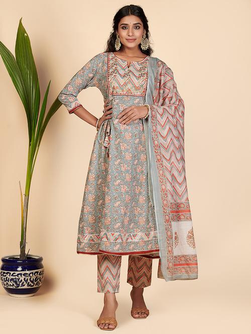 grey cotton suit set - 18306143 - Very Small Image - 1
