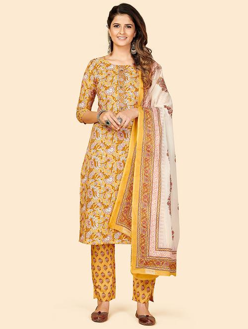 yellow cotton suit set - 18306148 - Very Small Image - 1