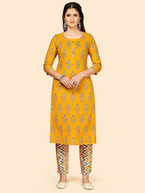 yellow cotton kurta pant set - 18306155 - Very Small Image - 1