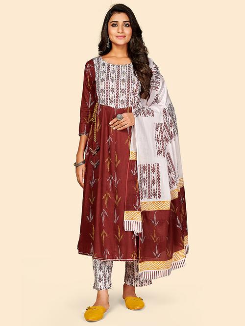 red cotton suit set - 18306184 - Very Small Image - 1