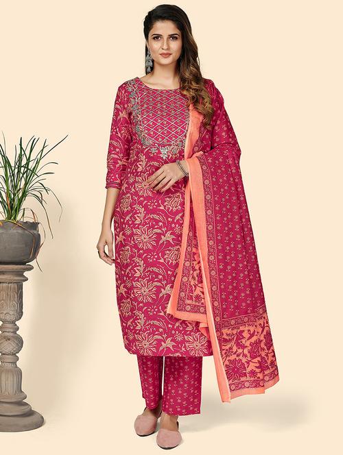 pink cotton suit set - 18306192 - Very Small Image - 1