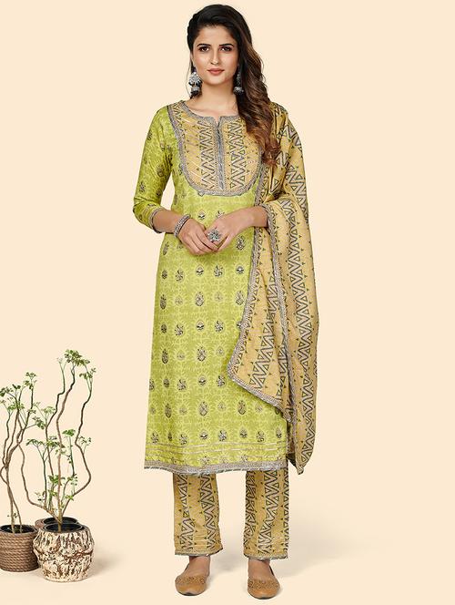 green rayon suit set - 18306200 - Very Small Image - 1